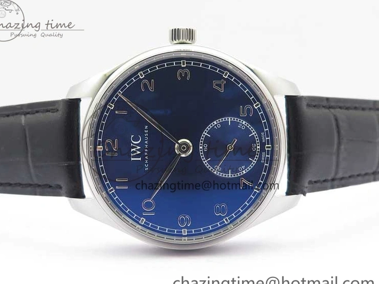 MIROTIME 0502 TimelessDesign Portuguese IW358304 ZF 1:1 Best Edition SS Blue Dial on Leather Strap A 7078